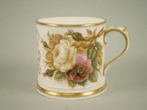 A Victorian Staffordshire porcelain mug