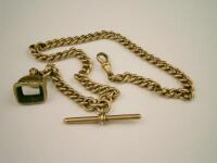 A 9ct gold watch chain and seal fob