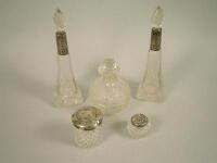 Various associate cut glass and silver mount dressing table items