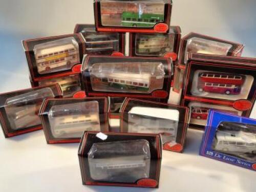 A collection of die-cast model buses
