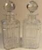 A pair of square cut glass decanters