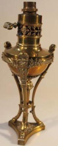 A late 19thC French Empire style brass table lamp signed Gagneau