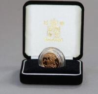 An Elizabeth II proof gold sovereign for 2003.