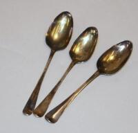 Three Georgian silver serving spoons