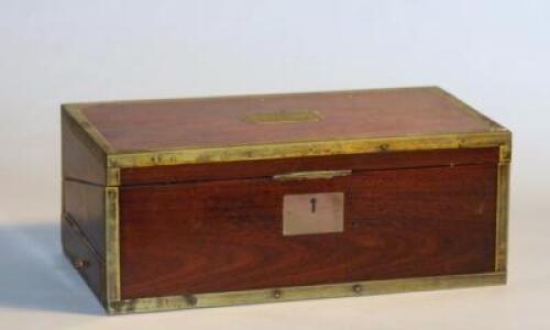 A Georgian mahogany and brass bound writing slope