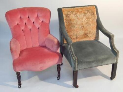 A Victorian style buttonback armchair