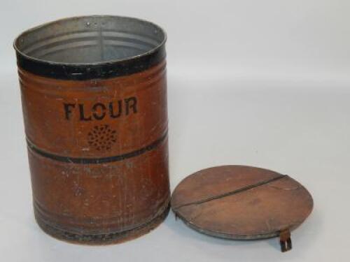 An Industrial tin flour container