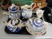 Willow pattern teapots including Doulton