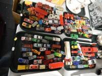 A selection of toy cars and vehicles including Matchbox and Corgi.