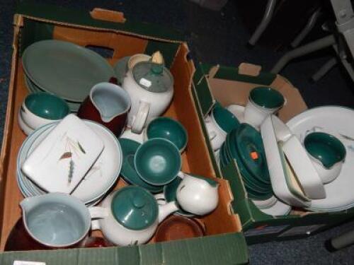 A selection of Denby pottery including teapot