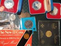 A selection of coins including 1977 crowns