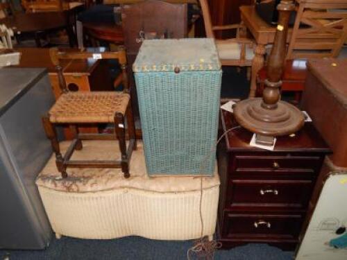 A rattan seated stool