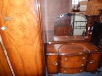 A suite of 1930s burr walnut style bedroom furniture