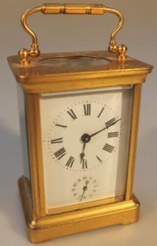 An early 20thC French alarm carriage clock