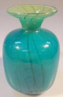 A Mdina glass green and blue striped vase