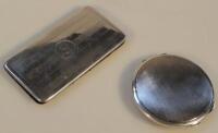 A George V silver card case and a silver powder compact