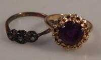 A 9ct gold purple stone set ring