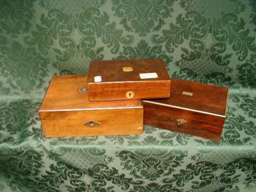 A 19thC rosewood workbox with interior fitted tray