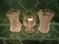 Two cut glass flower vases and an early 20thC celery jar