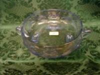 A blue glass bowl in the manner of Jobling