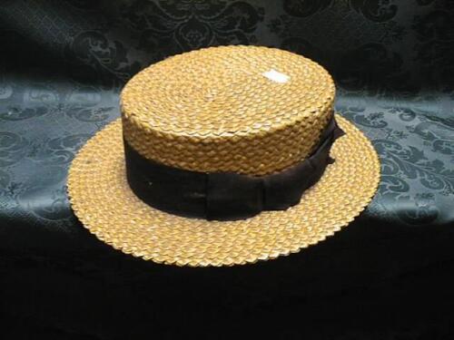 A straw boater, a brown felt "Cranwell" hat, in original box, and two plaited whips