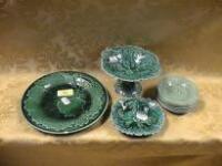 A 19thC earthenware 'Greenleaf' part nursery dessert service