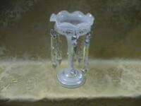 A Victorian opaque glass table lustre