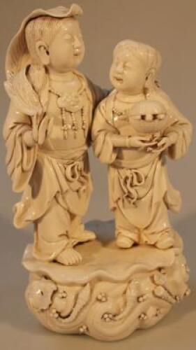 A Blanc de Chine Chinese figure group