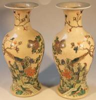 A pair of Chinese famille vert vases