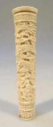 A Chinese ivory double ended needle case