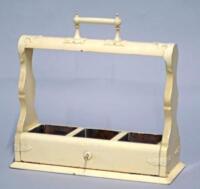 An Edwardian painted oak tantalus case (lacking bottles)