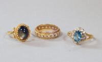 A selection of three 9ct dress rings