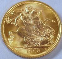 An QEII 1958 gold sovereign.