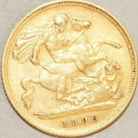 A gold half sovereign