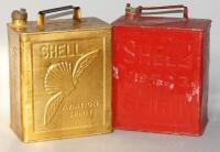 Three Shell Petroleum Spirit cans.