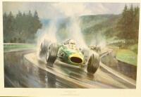 Alan Fearnley. A motor sport print entitled 'Heading for Victory'