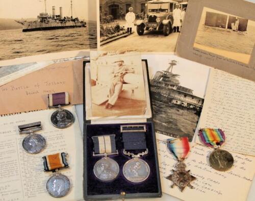 A Victoria and WWI British Naval medal group including Distinguished Service Medal to Petty Officer