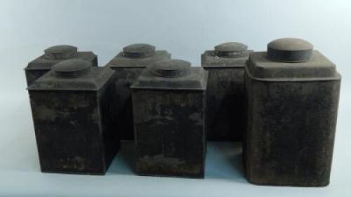 An associated set of five 19thC Toleware canisters