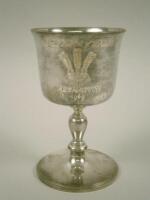 A silver chalice made to commemorate the investiture of HRH The Prince of Wales at Carnarvon 1969 at