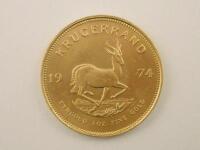 A 1974 South African gold Krugerrand