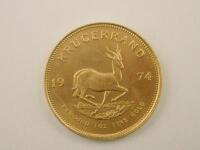 A 1974 South African gold Krugerrand