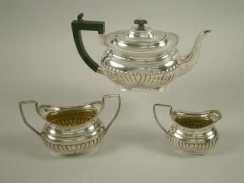 A Victorian silver bachelor type three piece tea set