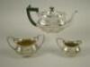 A Victorian silver bachelor type three piece tea set