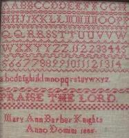 A late 19thC red stitched sampler