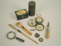 Miscellaneous items to include two military compasses