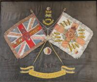 A embroidered panel of the York & Lancaster Regimental colours