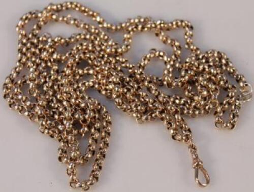 A 9ct gold faceted belcher link guard chain