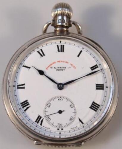 A standard Meridian Lever silver open faced pocket watch