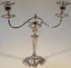 A silver plated two branch candlebrum