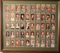 A framed set of John Players & Sons cigarette cards